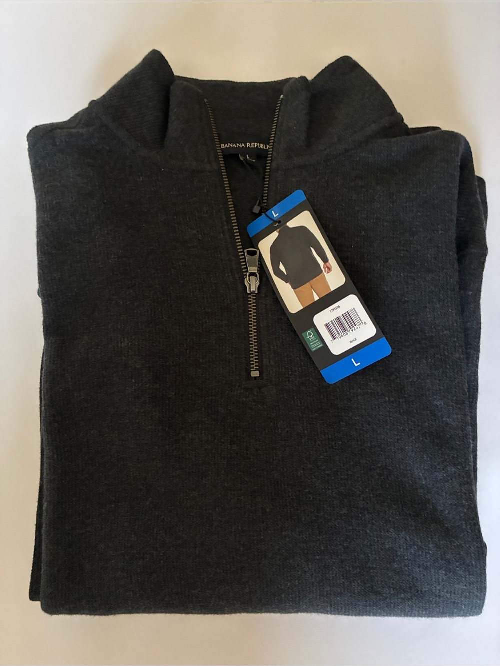 NWT Banana Republic Charcoal Half-Zip Sweater - Men's Large
